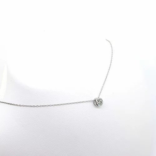0.50ct Solitaire Diamond Pendant, featuring a 0.50ct brilliant-cut diamond, collet set in 18ct white gold, on a trace chain
