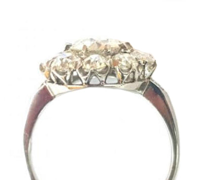3.5ct Old Cut Diamond Cluster Ring in Platinum, H colour VS2 clarity