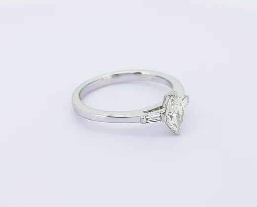 0.45ct Marquise Cut Diamond Engagement Ring in 18ct White Gold