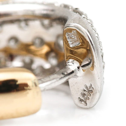 Vintage 1ct Diamond Huggie Hoop Earrings in 14ct White and Yellow Gold