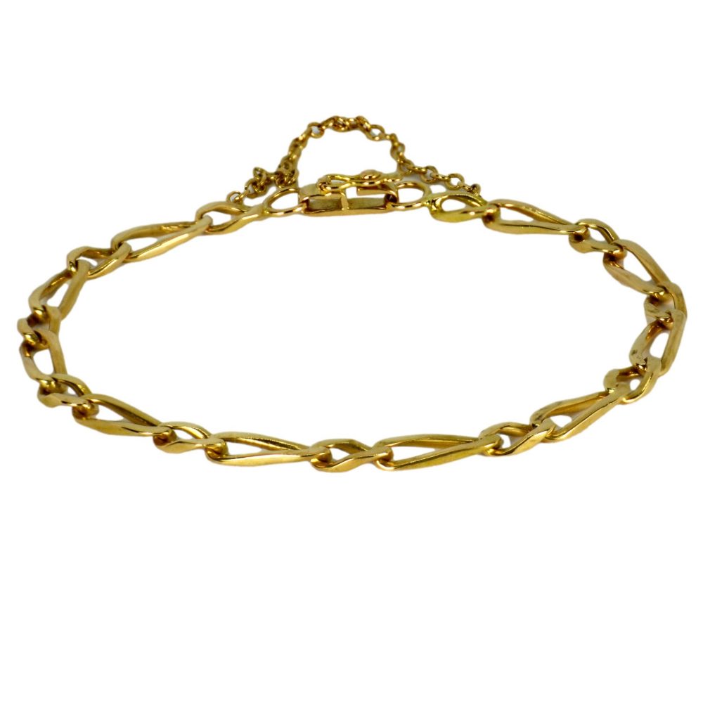18ct Yellow Gold Twisted Figaro Curb Link Bracelet