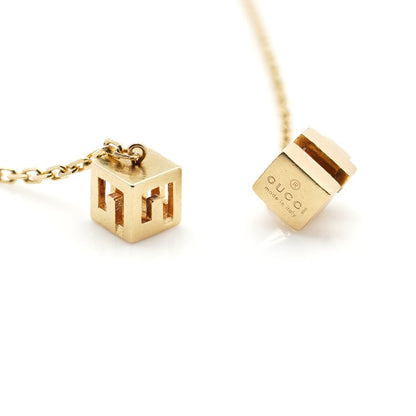 Gucci 18ct Yellow Gold Long Chain Necklace with G Logo Cubes
