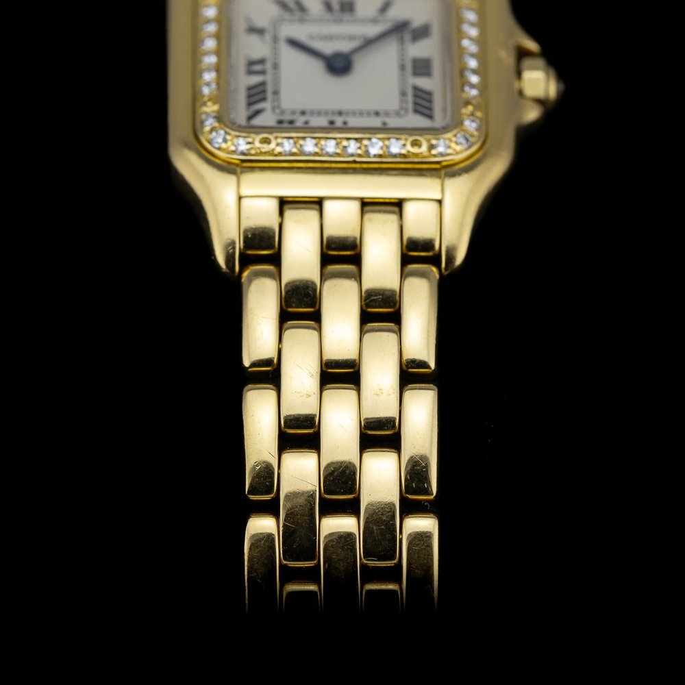 Ladies Cartier Panthere 866919 Ladies 18ct Yellow Gold Quartz Watch with Factory Diamonds, 22mm case with factory diamond bezel and solid gold bracelet strap