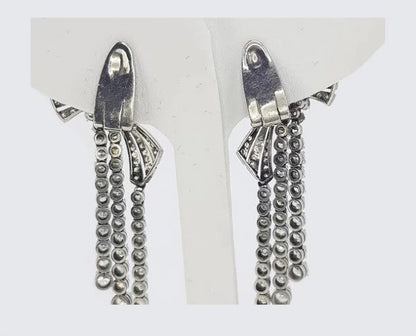 Diamond and Platinum Drop Earrings, 5.00 carat total