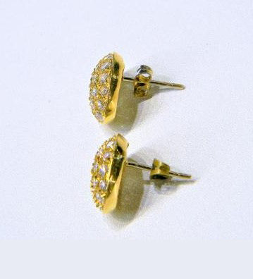 Vintage Oval Diamond Set Earrings in 18ct Yellow Gold, 2.40 carat total, Circa 1960s