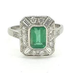 0.90ct Emerald and Diamond Cluster Dress Ring
