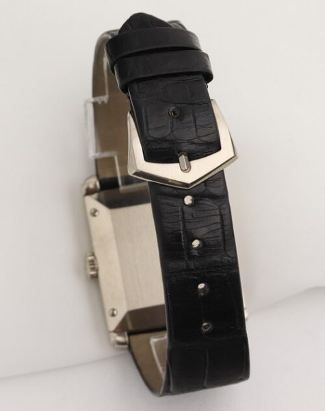 Patek Philippe 5014G Gondolo 18ct White Gold 28mm Manual, black dial, Arabic numerals, small seconds, sapphire crystal, calibre 215, Patek Philippe black leather strap with 18ct white gold pin buckle, with original papers