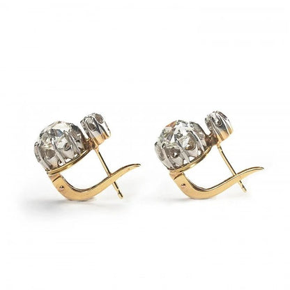 Antique Edwardian 2.60ct Old Cut Diamond Drop Earrings