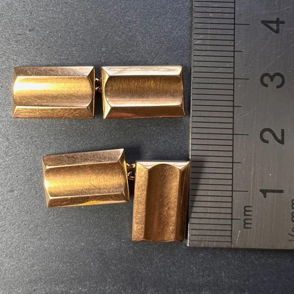 French Retro Tank Style 18ct Yellow Gold Cufflinks