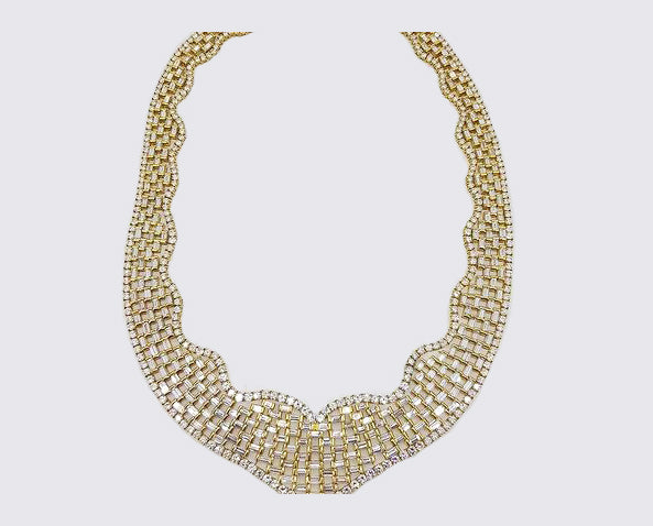 Exceptional Diamond and 18ct Yellow Gold Flexible Collar Necklace, 52.93 carats