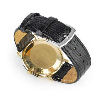 Vintage ladies IWC Schaffhausen 18ct Yellow Gold Watch with Black Face and Diamond and Onyx Bezel, Ref 2232671