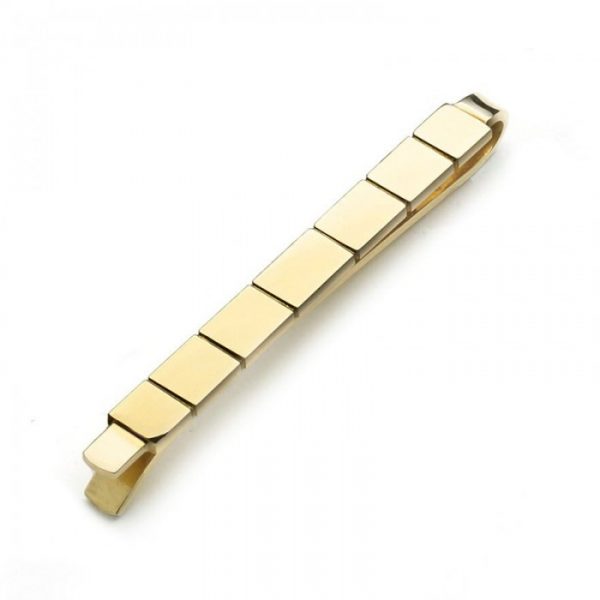 Georg Jensen Gold Tie Clip by Henry Pilstrup, row of graduating rectangles on a bar in 18ct yellow gold with a post 1945 Georg Jensen maker's mark, Circa 1950