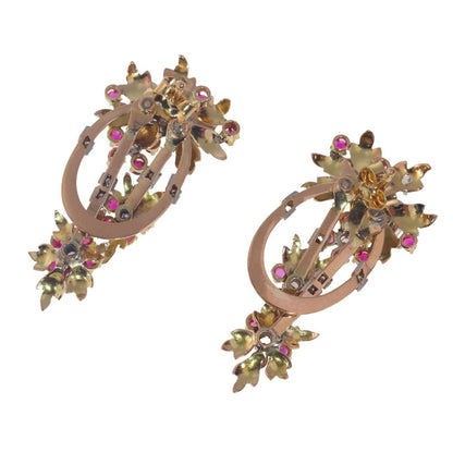Vintage Diamond And Ruby Earrings In 18 Carat Gold