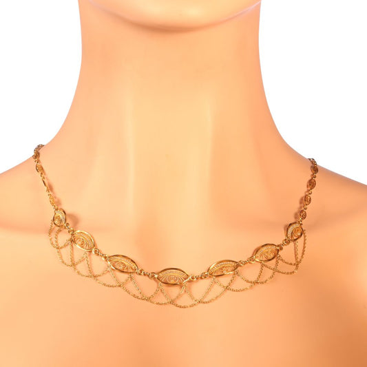 Victorian gold and pearl woven necklace.