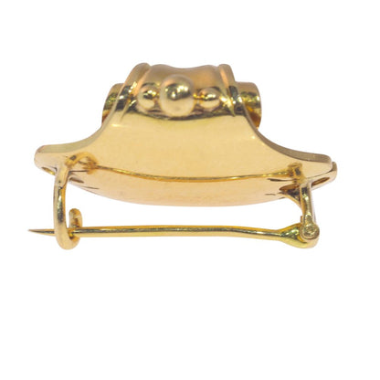 Victorian Antique Rose Cut Diamond Set Gold Shell Brooch