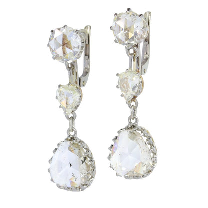 Art Deco 5.50 Carat Diamond Earrings In Platinum And 18 Carat Yellow And Rose Gold