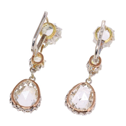 Art Deco 5.50 Carat Diamond Earrings In Platinum And 18 Carat Yellow And Rose Gold