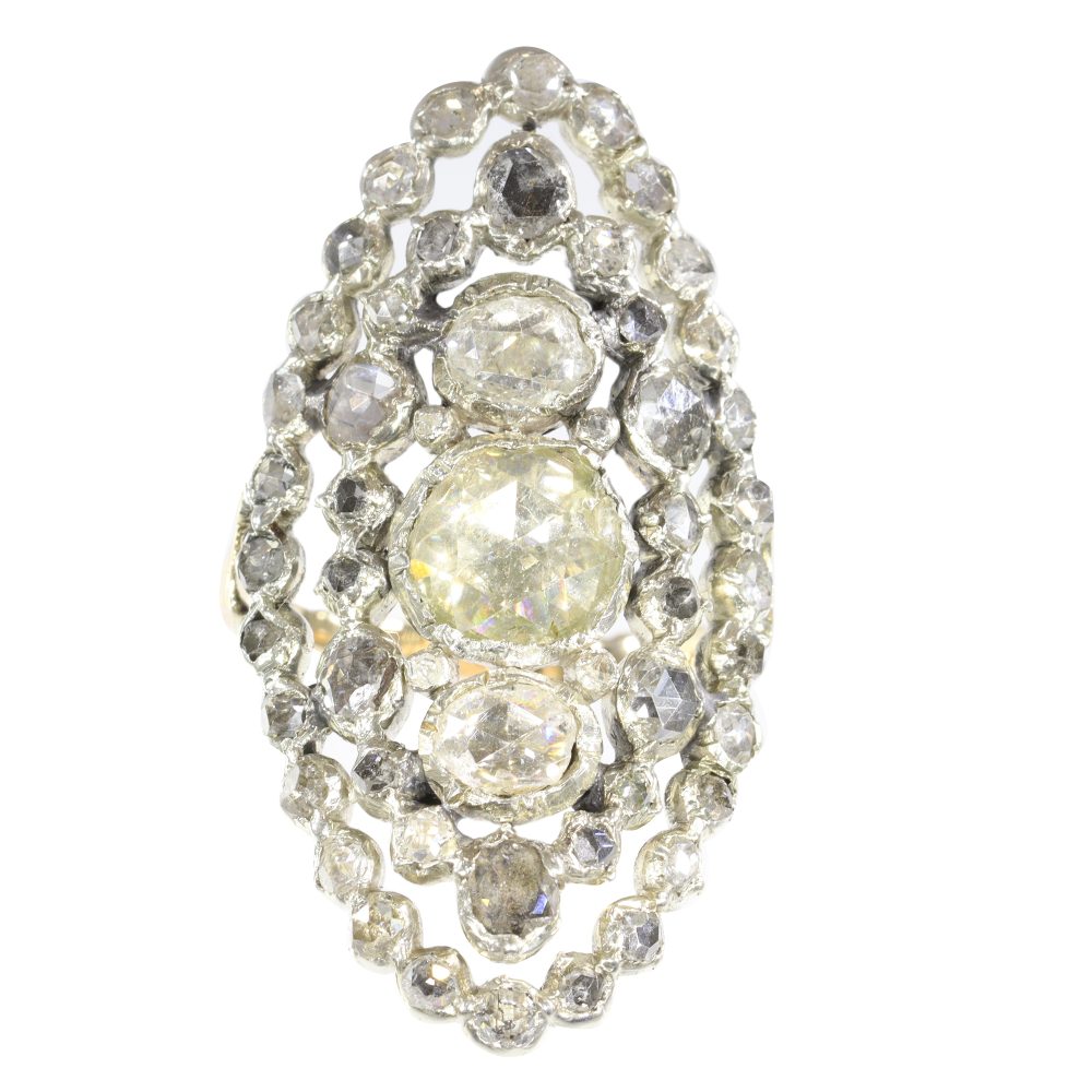 Victorian Diamond Cluster Ring In 14 Carat Rose Gold And Silver