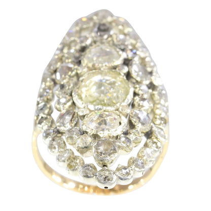 Victorian Diamond Cluster Ring In 14 Carat Rose Gold And Silver