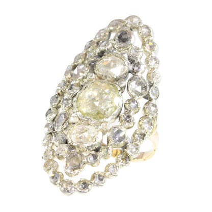 Victorian Diamond Cluster Ring In 14 Carat Rose Gold And Silver