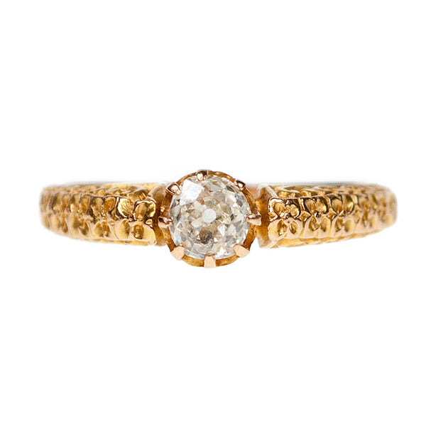 Victorian 14 Carat Yellow Gold Old Mine-Cut Diamond Solitaire Ring, 0.50 Carat