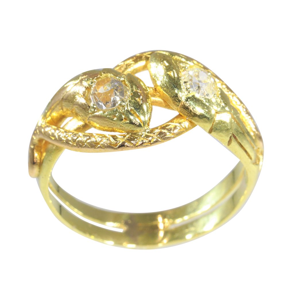 Antique Gold and Diamond Snake Serpent Ring, 1900
