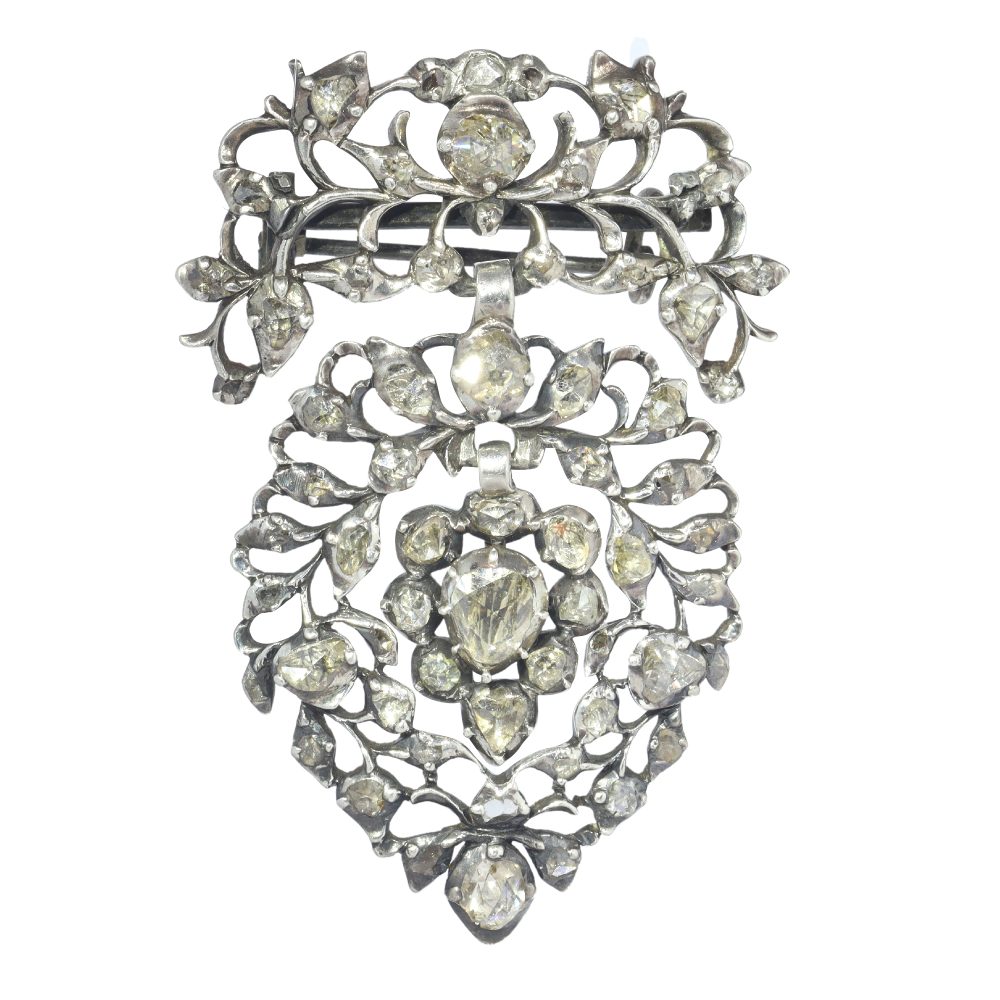 Antique Georgian Diamond Brooch In Silver