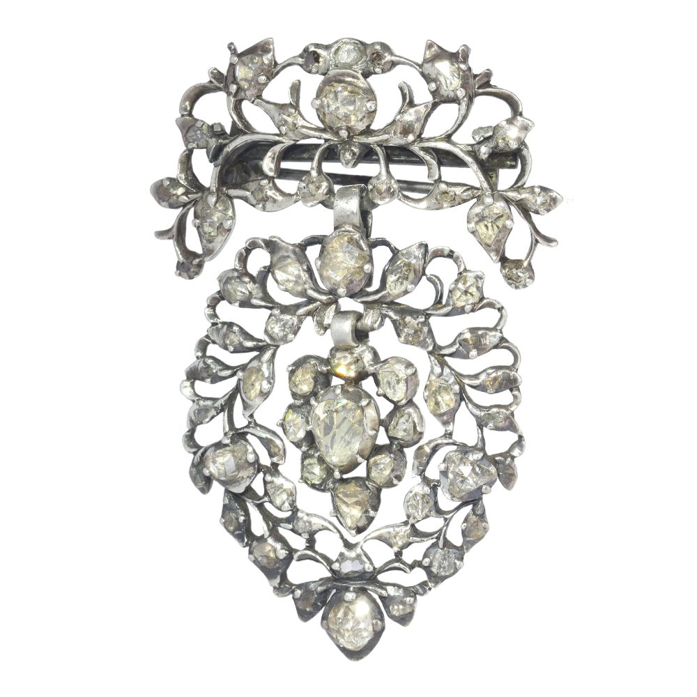 Antique Georgian Diamond Brooch In Silver