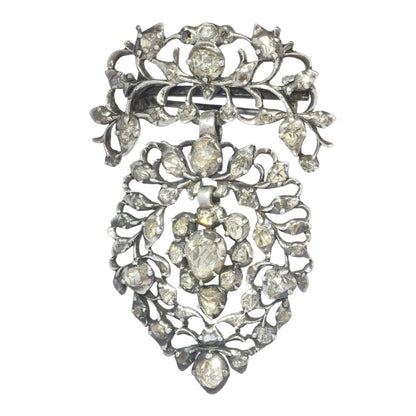 Antique Georgian Diamond Brooch In Silver
