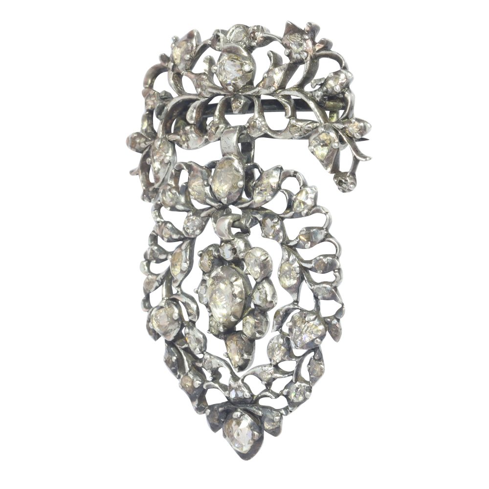 Antique Georgian Diamond Brooch In Silver