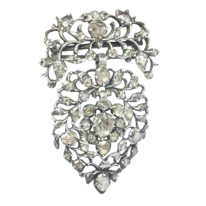 Antique Georgian Diamond Brooch In Silver