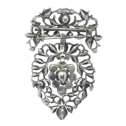 Antique Georgian Diamond Brooch In Silver
