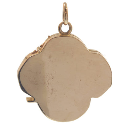 Antique Art Nouveau 18ct Yellow Gold Lucky Four Leaf Clover Locket Pendant with Diamonds