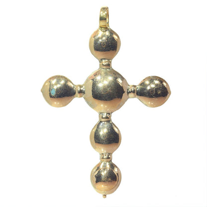 Antique Baroque Rococo Table Cut Diamond set Gold Cross Pendant