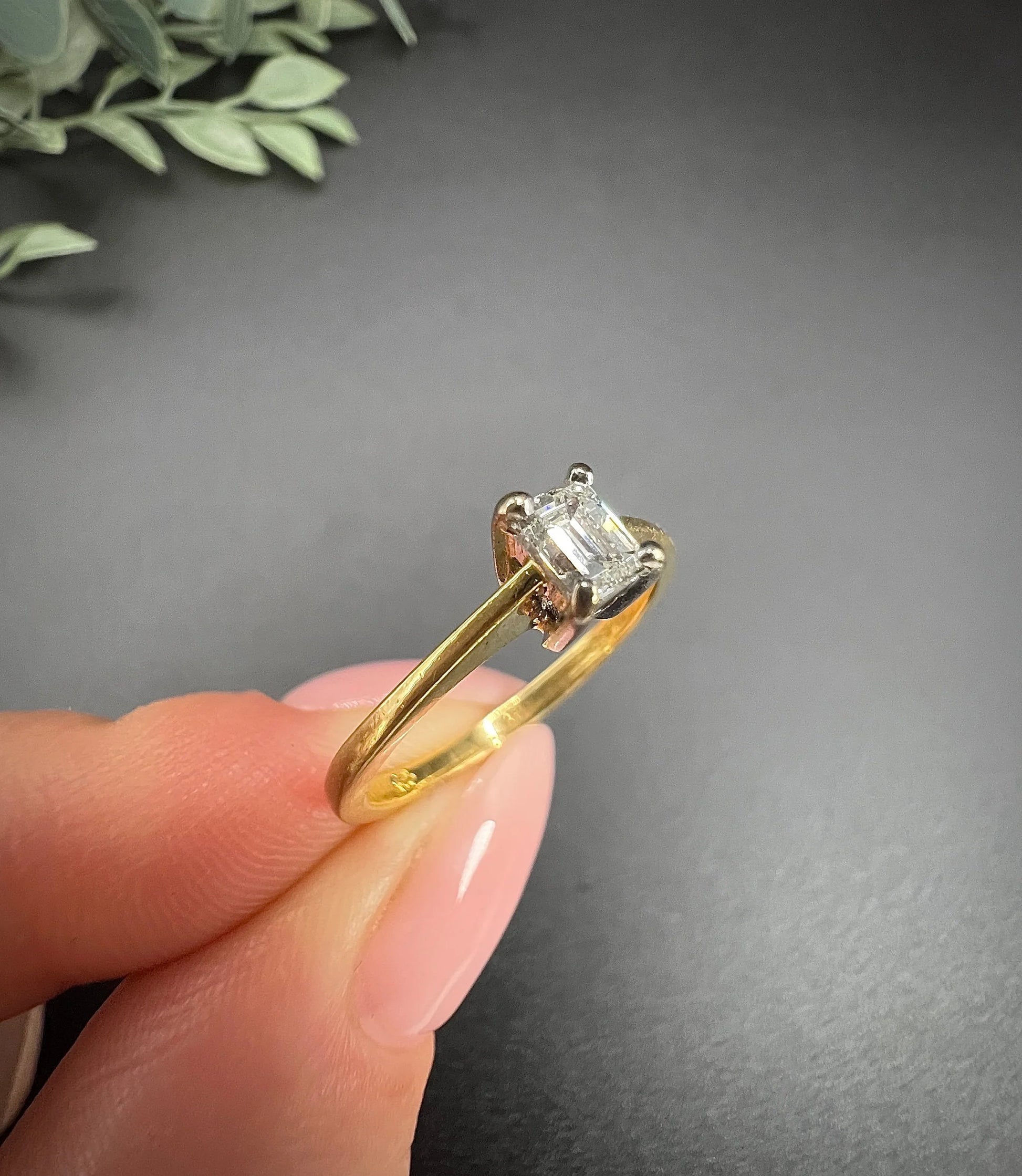 18 Carat Yellow Gold Princess Cut Diamond Single Stone Engagement Ring