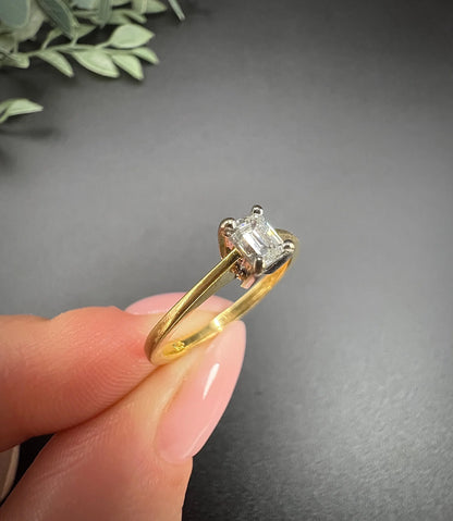 18 Carat Yellow Gold Princess Cut Diamond Single Stone Engagement Ring