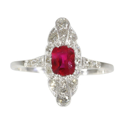 Antique Art Deco ruby and diamond engagement ring