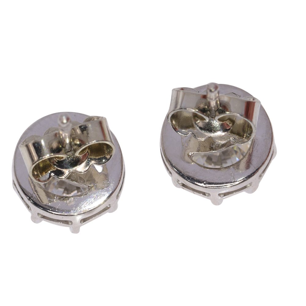 Vintage Platinum Brilliant Cut Diamond Stud Earrings 2.40 carats