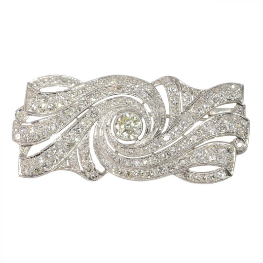 Platinum Art Deco Diamond 1.05ct Brooch