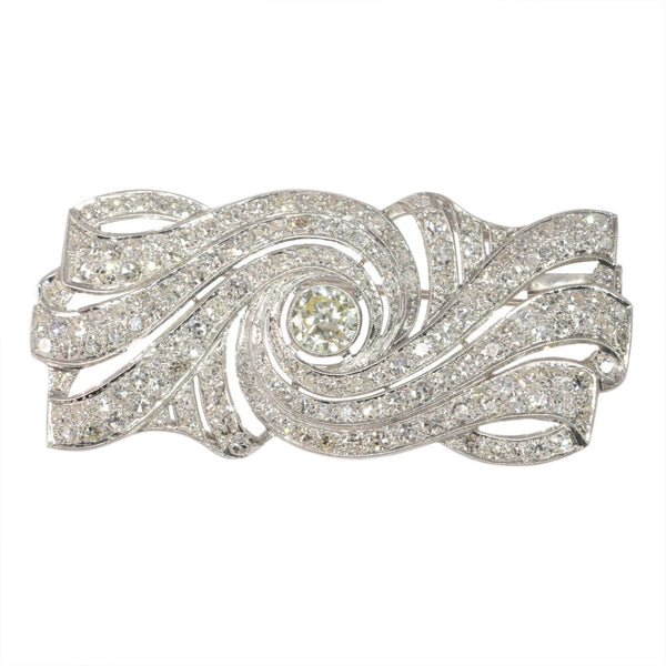 Platinum Art Deco Diamond 1.05ct Brooch