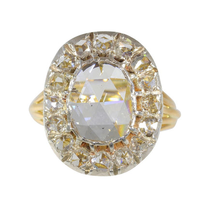 Antique 1.60 Carat Diamond Engagement Ring In 18 Carat Yellow Gold And Silver