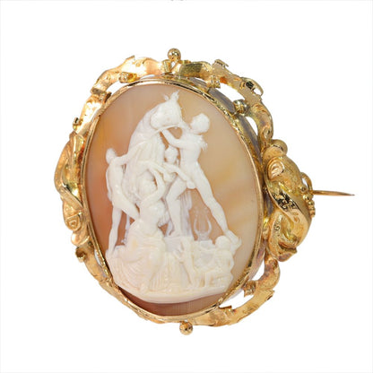 Antique Victorian Gold Farnese Bull Cameo Brooch