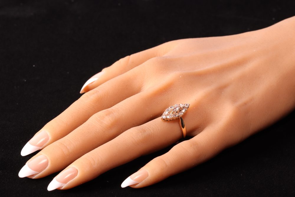 Victorian Antique Rose Cut Diamond Marquise Cluster Ring