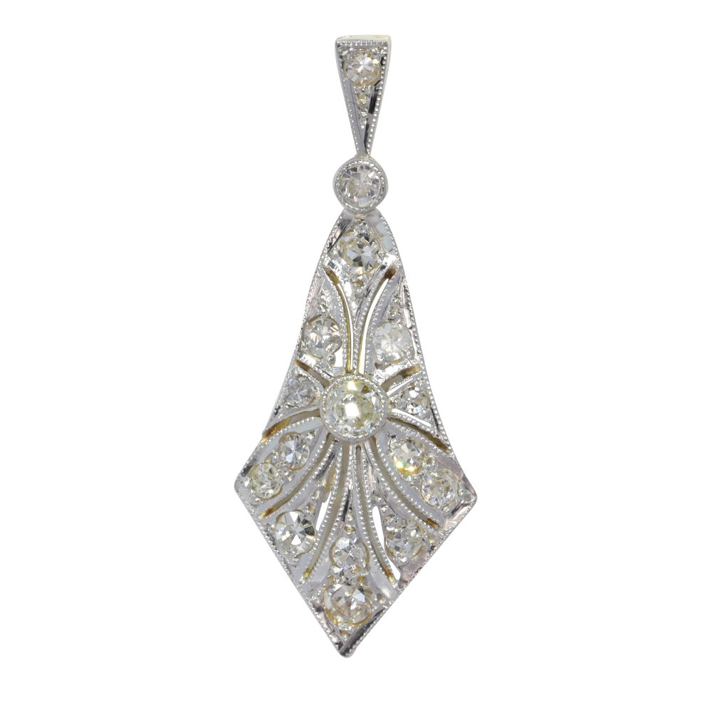 Art Deco Diamond Cluster Drop Pendant