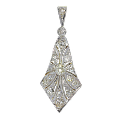 Art Deco Diamond Cluster Drop Pendant