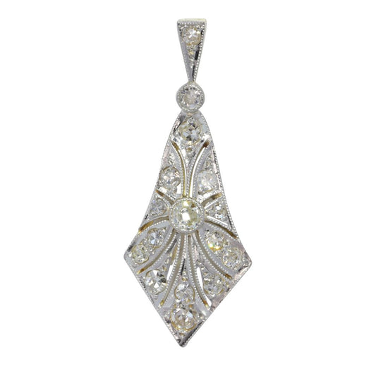 Art Deco Diamond Cluster Drop Pendant