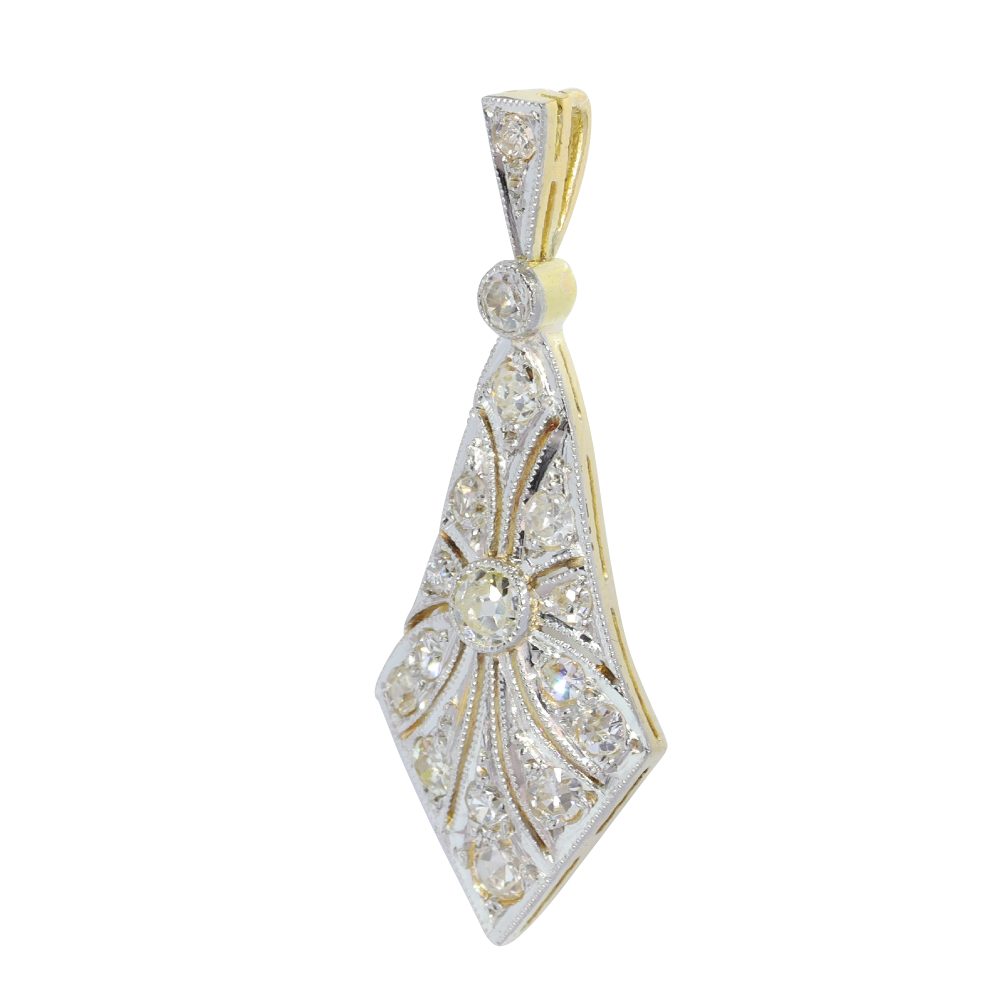 Art Deco Diamond Cluster Drop Pendant