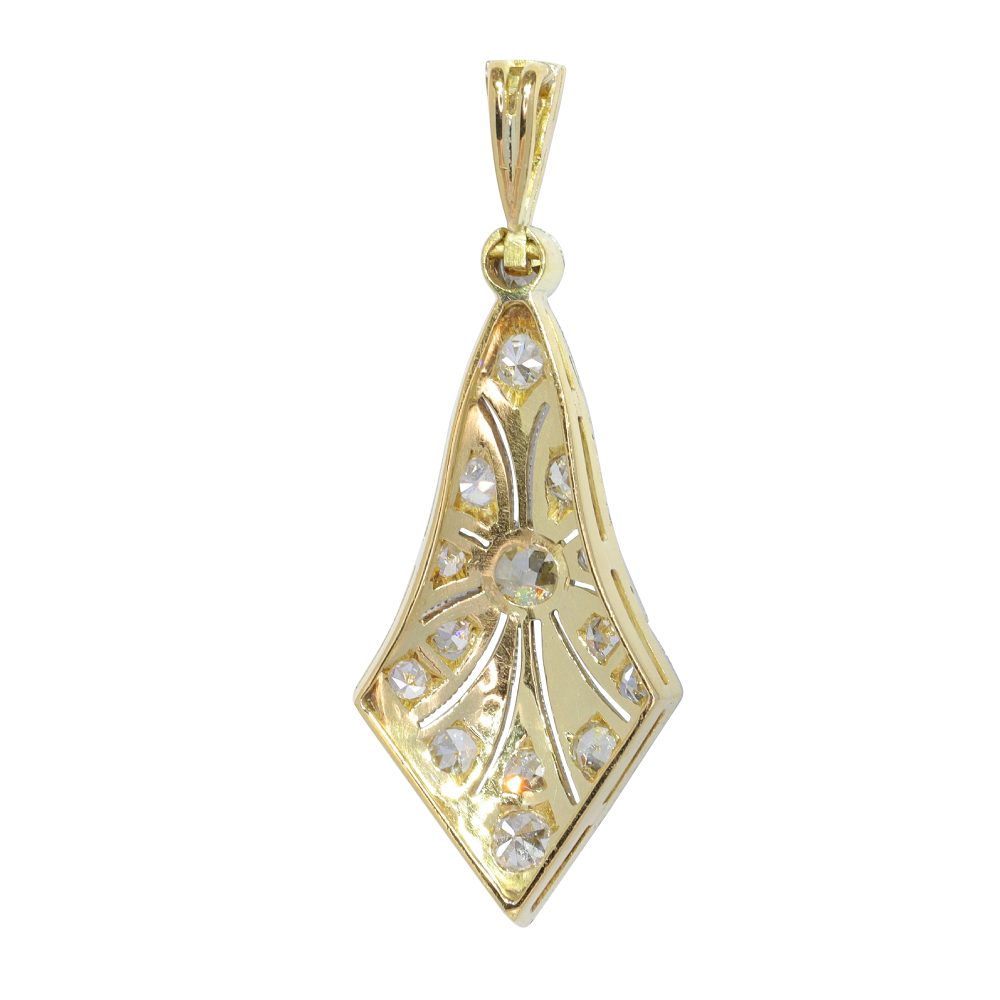 Art Deco Diamond Cluster Drop Pendant