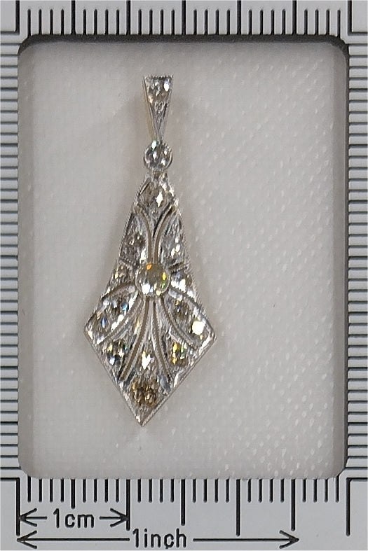 Art Deco Diamond Cluster Drop Pendant