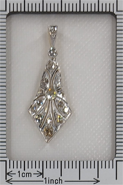 Art Deco Diamond Cluster Drop Pendant